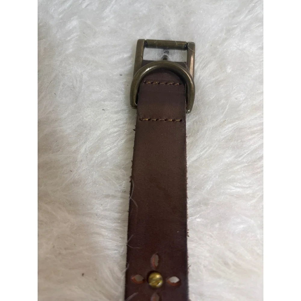 Gap Belt Womens Small Y2K Brown Floral Cutout Studded Leather Excellent